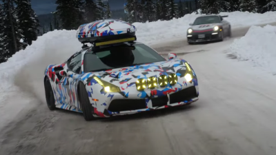 Watch This "Winter Beater" Ferrari 488 GTB Whip Around Snowy Canada