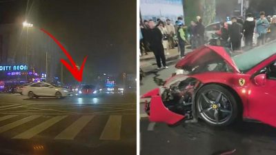 $250k Ferrari totaled in devastating crash at busy intersection