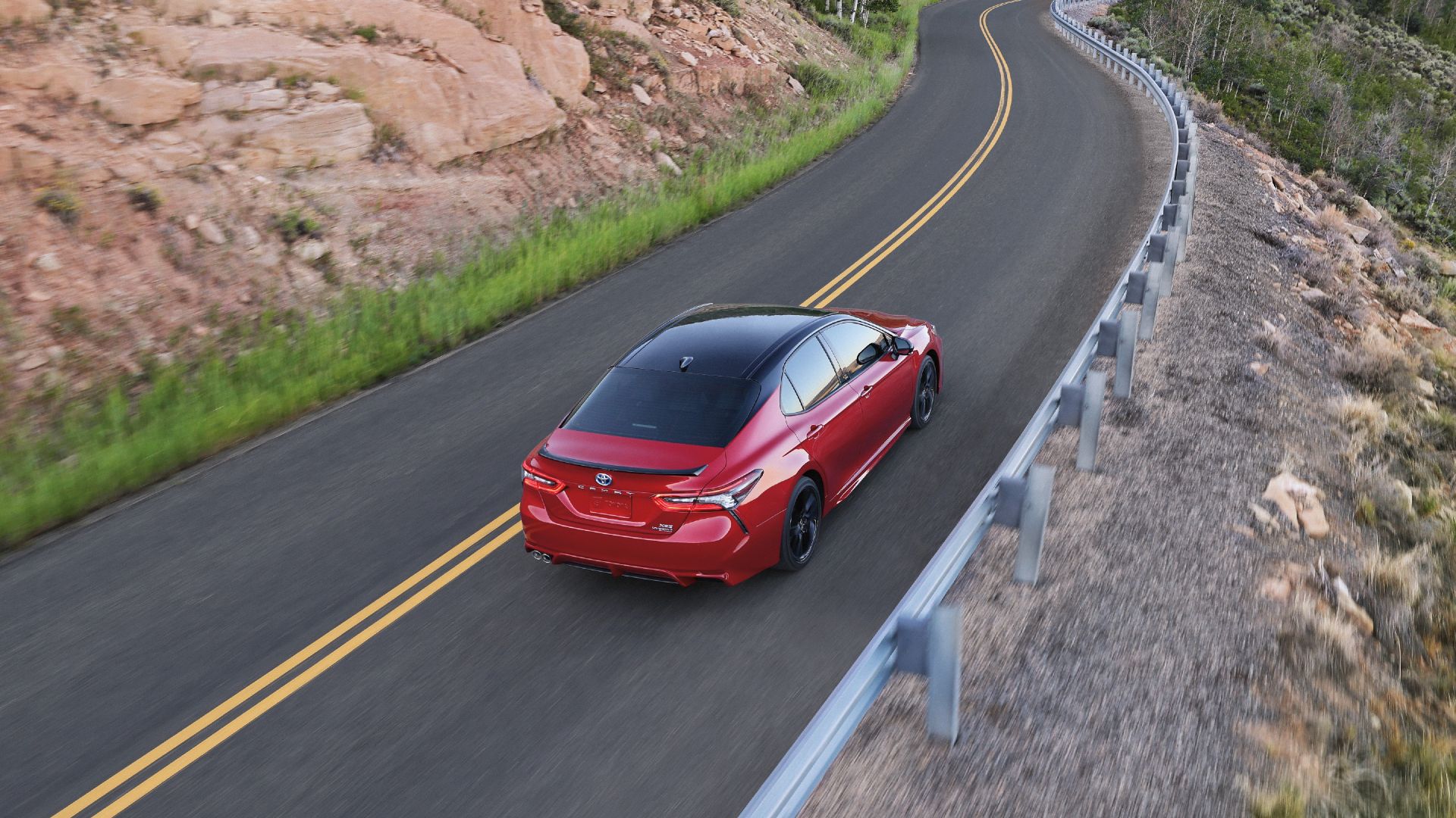 Red 2024 Toyota Camry Hybrid XSE