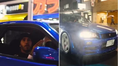 Fans amazed as Lewis Hamilton cruises Tokyo in rare supercar