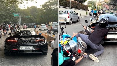 Scooter crashes into a Rs 12 crore Mclaren 765 LT supercar in Bangalore [Video]