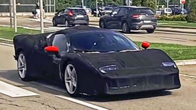 Ferrari SF90 Stradale facelift spied testing in Maranello