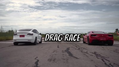 Pertarungan Seru Tesla Model 3 vs Ferrari 488, Hasilnya Bikin Penasaran Fans Mesin Konvensional!