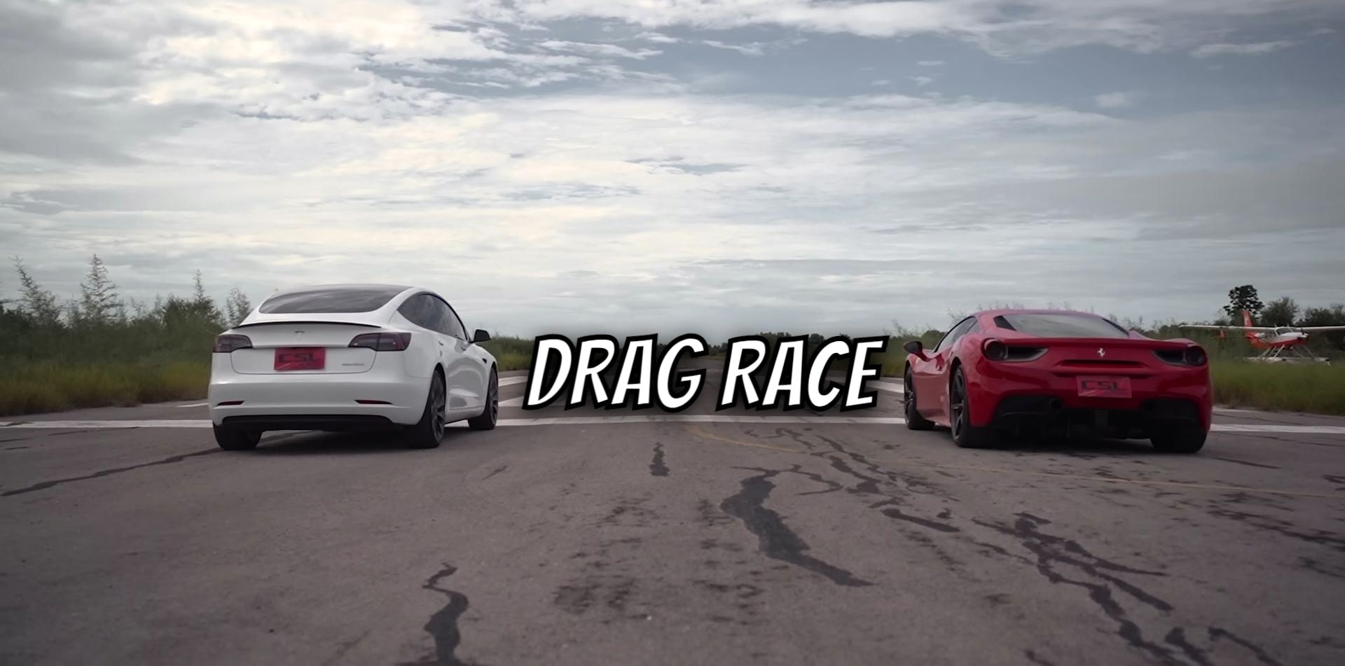 Tesla Model 3 Drag Races Ferrari 488