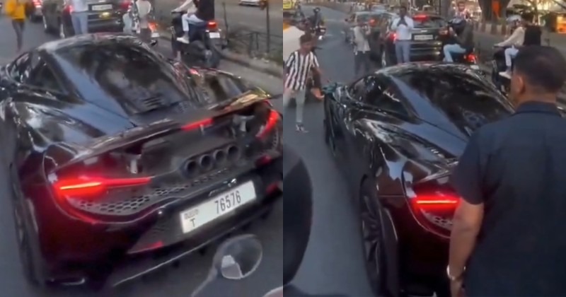 Viral Video Shows Security Guards Protecting McLaren Supercar In Traffic Jam