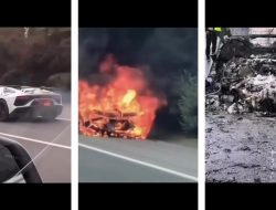 Kejadian Langka: Lamborghini Aventador SVJ 63 Terbakar Saat Melaju, Habis Terbakar!