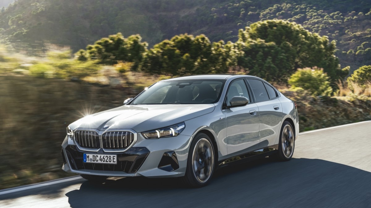 The 2024 BMW 5 Series seen from a front quarter angle