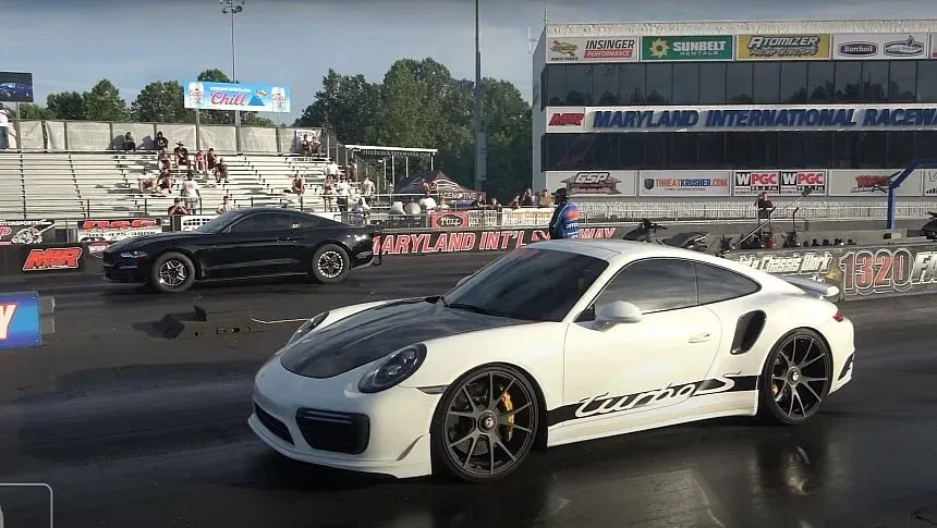 Porsche 911 Turbo S Drags Mustang, Charger, M5, Narrowly Avoids Disaster